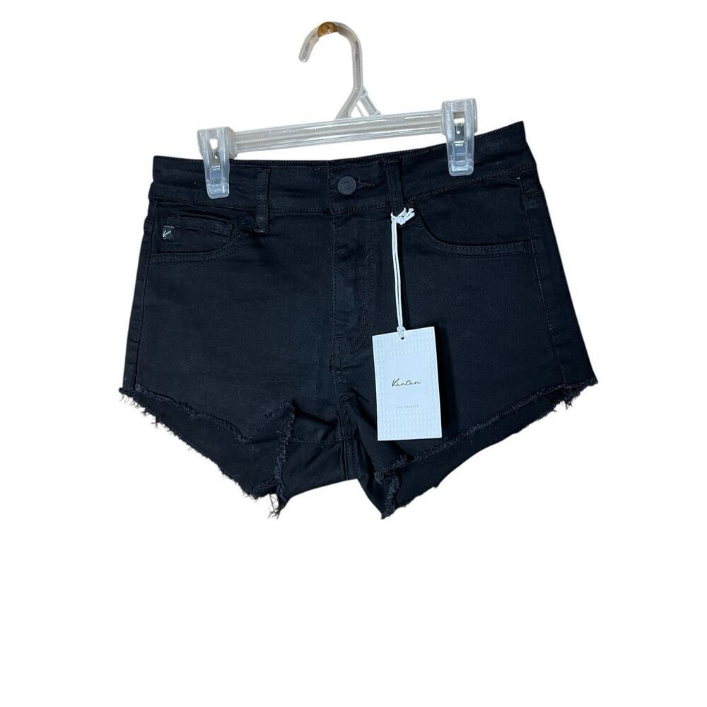 Kancan Jean Shorts Woman’s 5/26 Black Denim Raw‎ Hem Cut Off Festival Shorts NWT